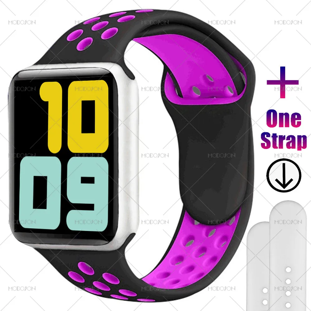 silver black purple MODOSON Смарт-часы iwo 11 мини серия 5 монитор сердечного ритма браслет кровяное Кислородное давление умные часы для Apple iphone Android - Цвет: silver black purple