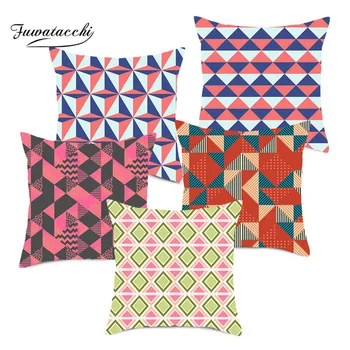 

Fuwatacchi Geometric Blue Striped Cushion Covers Multi Color Plaid Pillow Covers Home Decorative Sofa Soft Throw Pillows Cases