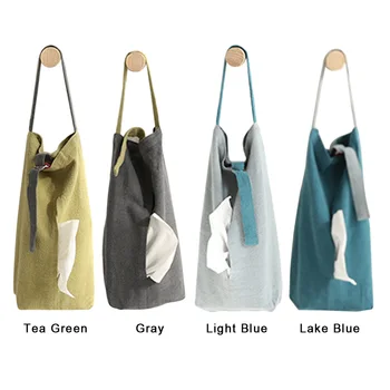 

Retro Napkin Holder Durable Bedroom Office Home Decor Car Seat Storage Tissue Hanging Bag Wall Bathroom Cotton Linen Foldable