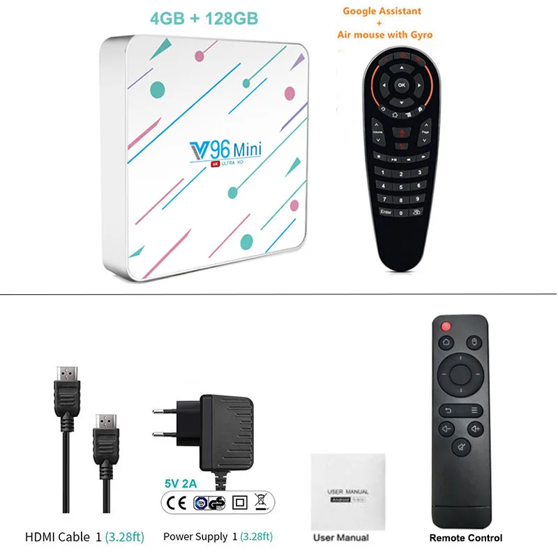 128GB Air Mouse 4 ГБ 128 ГБ V96 Мини Android 9,0 tv Box Allwinner H6 четырехъядерный 6K H.265 Wifi Netflix Youtube телеприставка 4 Гб 32 г/64 г медиаплеер - Цвет: 128GB Air Mouse