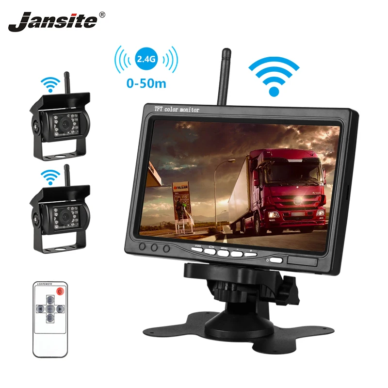 

Jansite 7" Car monitor Wireless TFT LCD Car Backup Rear view Camera Monitors Parking Rearview System Rear cameras for Trunk Bus