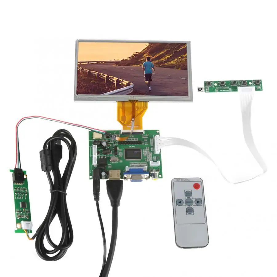 

HDMI VGA 2AV ACC TTL LCD Display Controller Board +6.5inch AT065TN14 800x480 LCD With Touch Screen with US plug