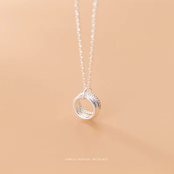

Modian Minimalism Three Layer Round Circle Pendant Necklace for Women Fashion 925 Sterling Silver Simple Necklace Fine Jewelry