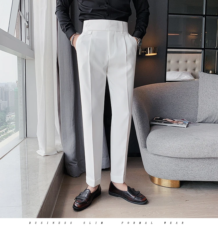 alta qualidade magro ajuste calças escritório pantalon