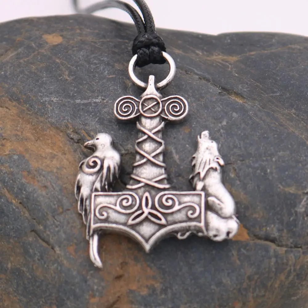 Ювелирные изделия в стиле викингов Mjolnir кулон Тора молот амулет волк и ворона