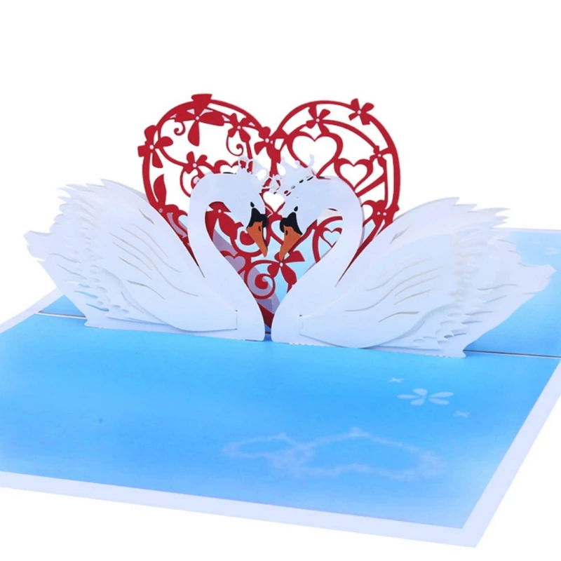  3D Pop Up Swan Greeting Cards Birthday Wedding Valentine Anniversary Invitations 72XF - 4000389108868