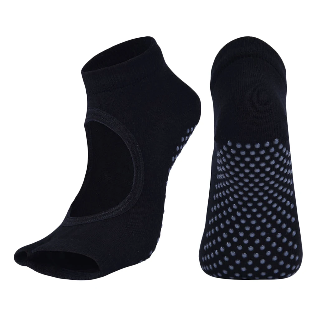 Toeless Socks Yoga, Pilates, Dance, Half Toe with Grips, Anti Non Slip Skid Casual Crew Socks,One Size