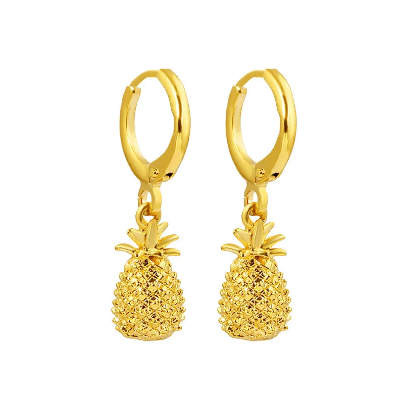 

Not Fade Forever 24K Gold Jewelry Earring Pineapple Shape Aretes De Mujer Bizuteria Gemstone Garnet Drop Earrings for Women