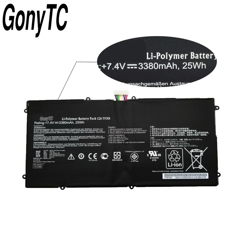 GONYTC C21-TF301 Батарея для ASUS Transformer Pad Infinity TF700 TF700T планшет C21-TF301 2ICP4/95/97 7,4 V 3380 мА/ч, 25WH
