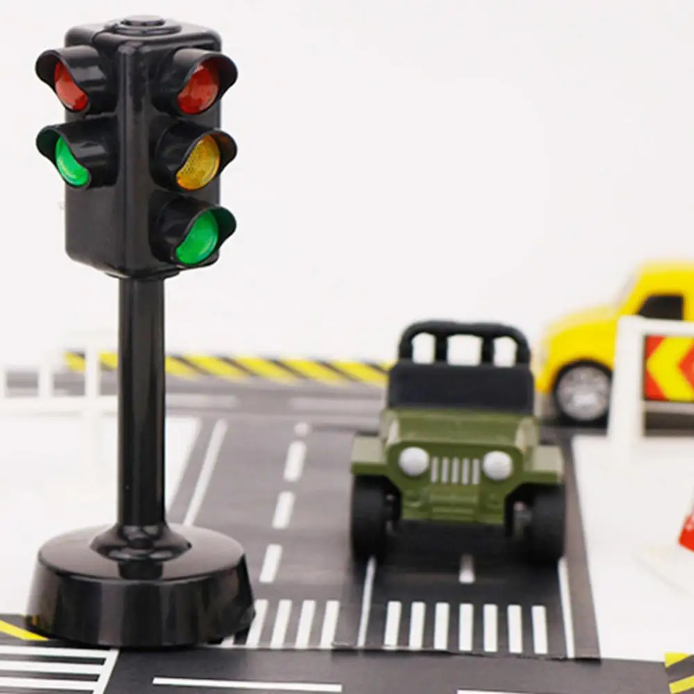Simulation Traffic Light Model Stoplight Crosswalk Signals with LED Music kids Pretend Play Toys