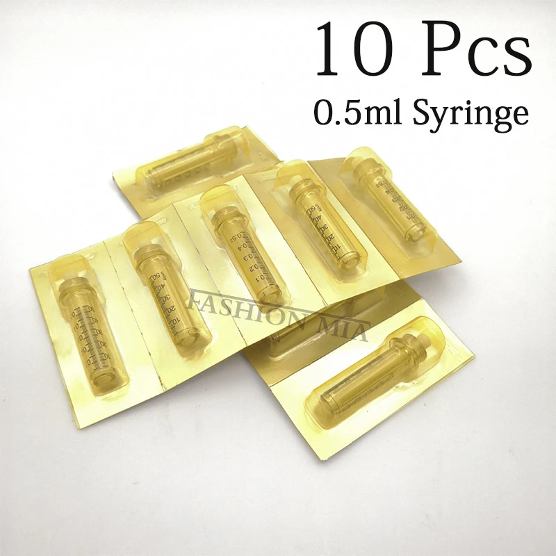 10pcs 0.5 syringe 50 шт., 0,5 мл, гиалуроновая ручка, ампулы, шприц для игл, мезотерапия, пистолет для инъекций, распыление, стерильные ампулы, иголки с головкой - Номер модели: 10pcs 0.5 syringe