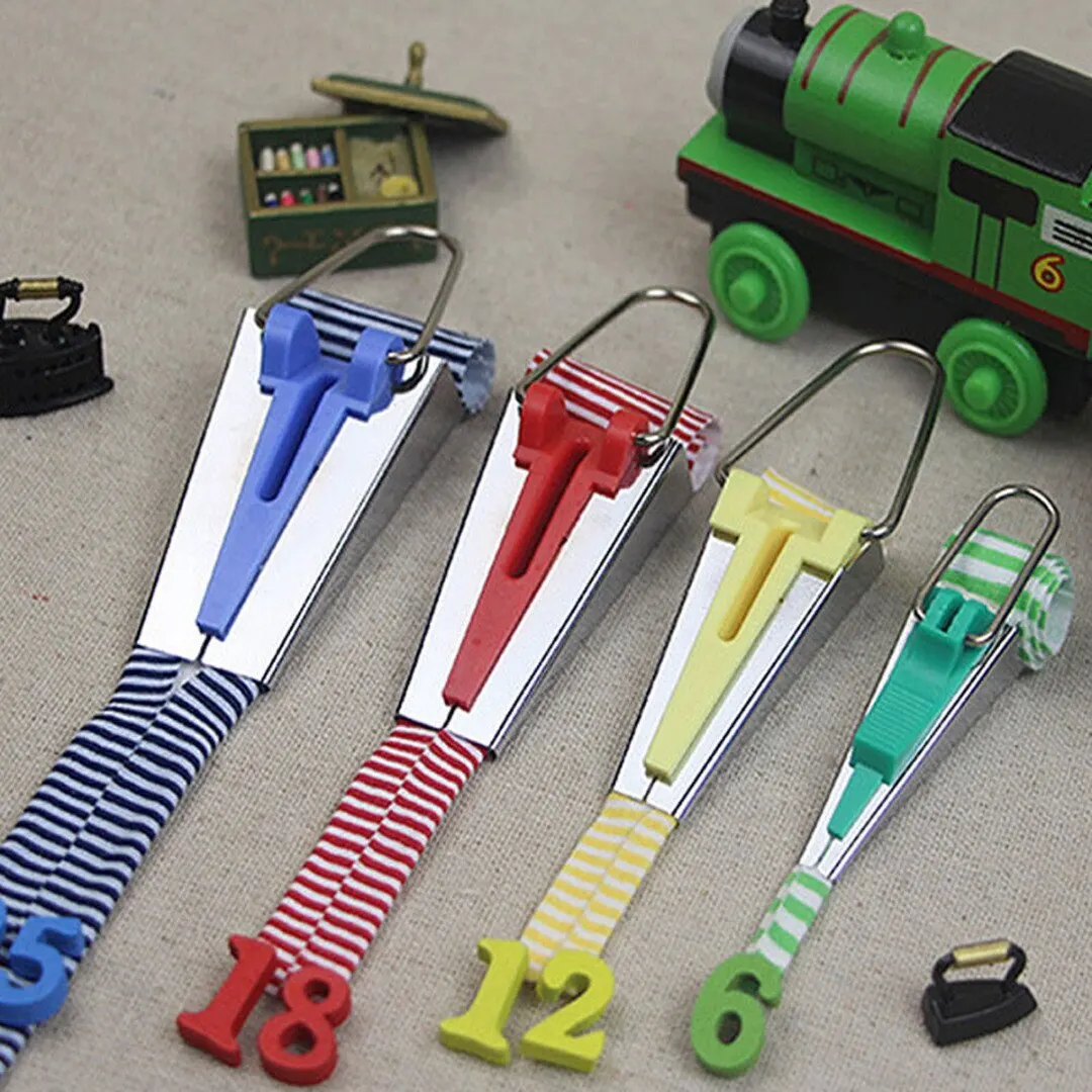 4pcs 6/12/18/25mm Fabric Bias Tape Maker Binding Tool Quilting Sewing + Awl