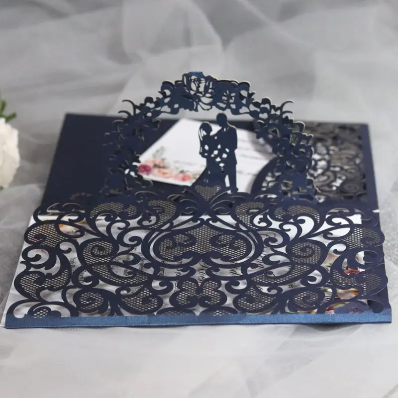  10 Pcs 3D European Style Wedding Invitation Card with Envelope Kits Party Supply - 4.00048E+12