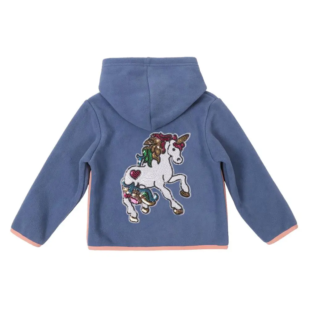 Autumn Winter Jacket for Girls Baby New Fashion Toddler Sequin Zipper Hoodie Blue Pink | Детская одежда и обувь