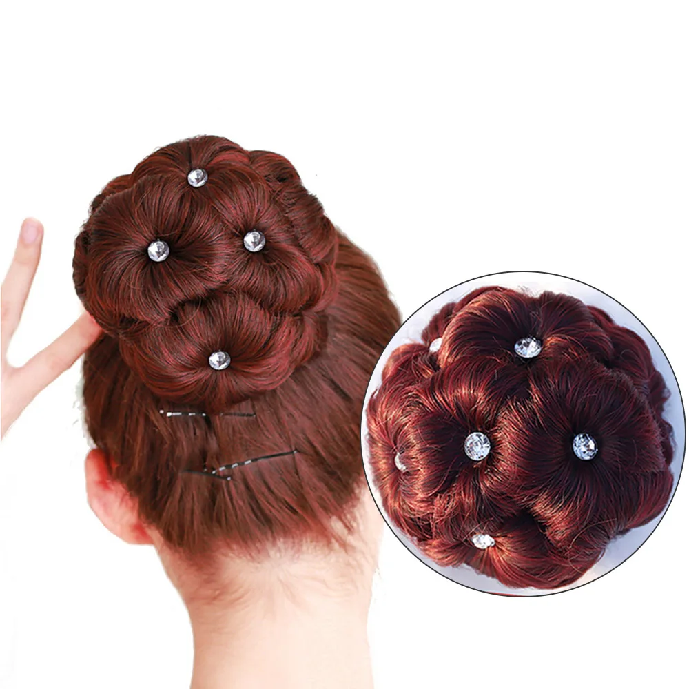 

AIYEE Fiber Chignon with 9 Flower Curly Chignon Hair Bun Donut Clip In Hairpiece Extensions Synthetic High Temperature