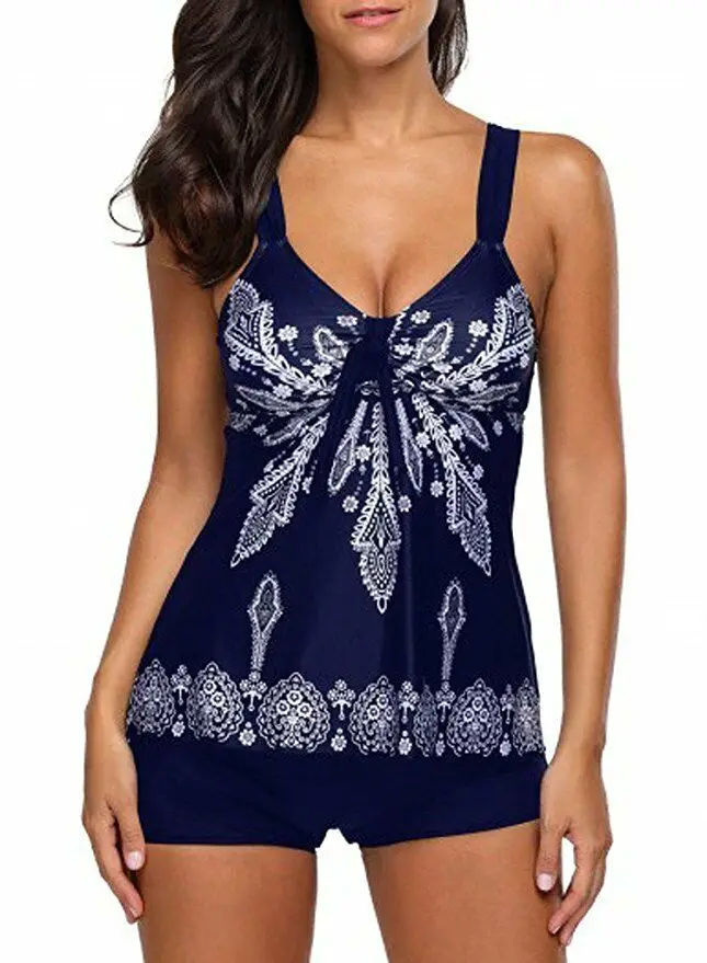 

Womens Strapy Swimdress Beach Navy Swimsuit Tankini Set Bathing Suit UK sz 12-20 Beach Wear Swimwear Bodysuit