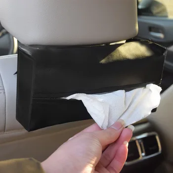 

PU Leather Material Car Tissue Box Sun Visor Armrest Box Headrest Chair Back Car Tissue Box