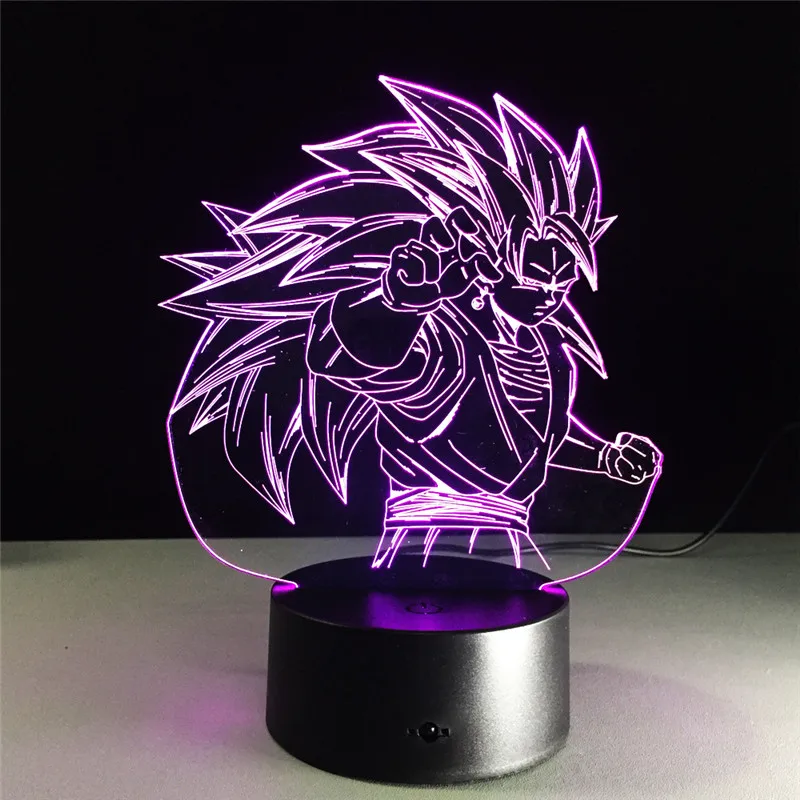 3D светодиодный ночной Светильник Dragon Ball Z Вегета супер фигурку 7 цветов сенсорный оптический Иллюзия настольная лампа для дома украшения модель - Испускаемый цвет: Goku B