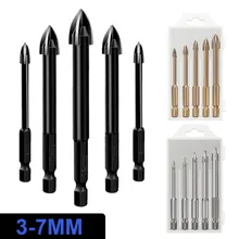 

5Pcs Set Cross Hex Tile Glass Ceramic Drill Bits Cemented Carbide Set Efficient Universal Drilling Tool Hole Opener for Wall