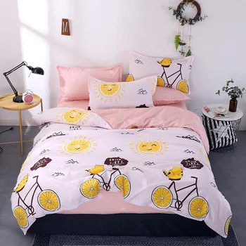 

Thumbedding Lemon Bicycle Bedding Set For Kids Creative Duvet Cover Smile Cat Queen King Full Twin Single Unique Design Bed Set