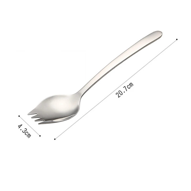 Длинная ручка Spork с полированной чашей для пикника на открытом воздухе и использования для хранения посуды двойного назначения ложка