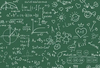 

7x5FT Green School Close Up Math Formulas Blackboard Custom Photo Studio Backdrop Background Vinyl 220cm X 150cm