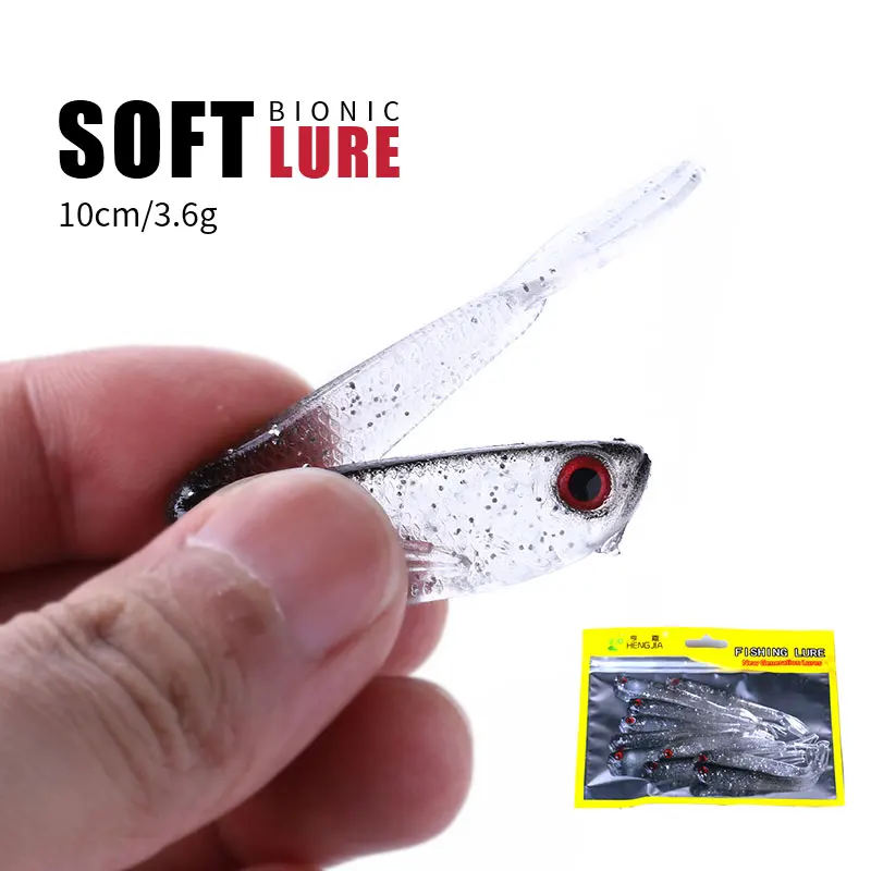 Newup 10pcs/lot Soft Shad Bait 10CM-3.6g Soft Plastic Lure soft Jerkbaits  Swimbait For Bass Trout Sea Fishing Lure
