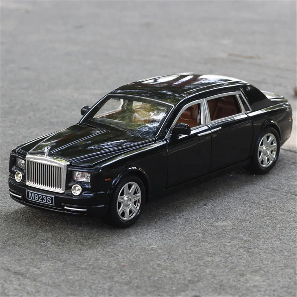 Skup 1 24 Model samochodu rolls royce Phantom wydłużony Cohes Diecast Alloy Sixdoor model światła modele wysoka zabawka symulacyjna kolekcja prezentów