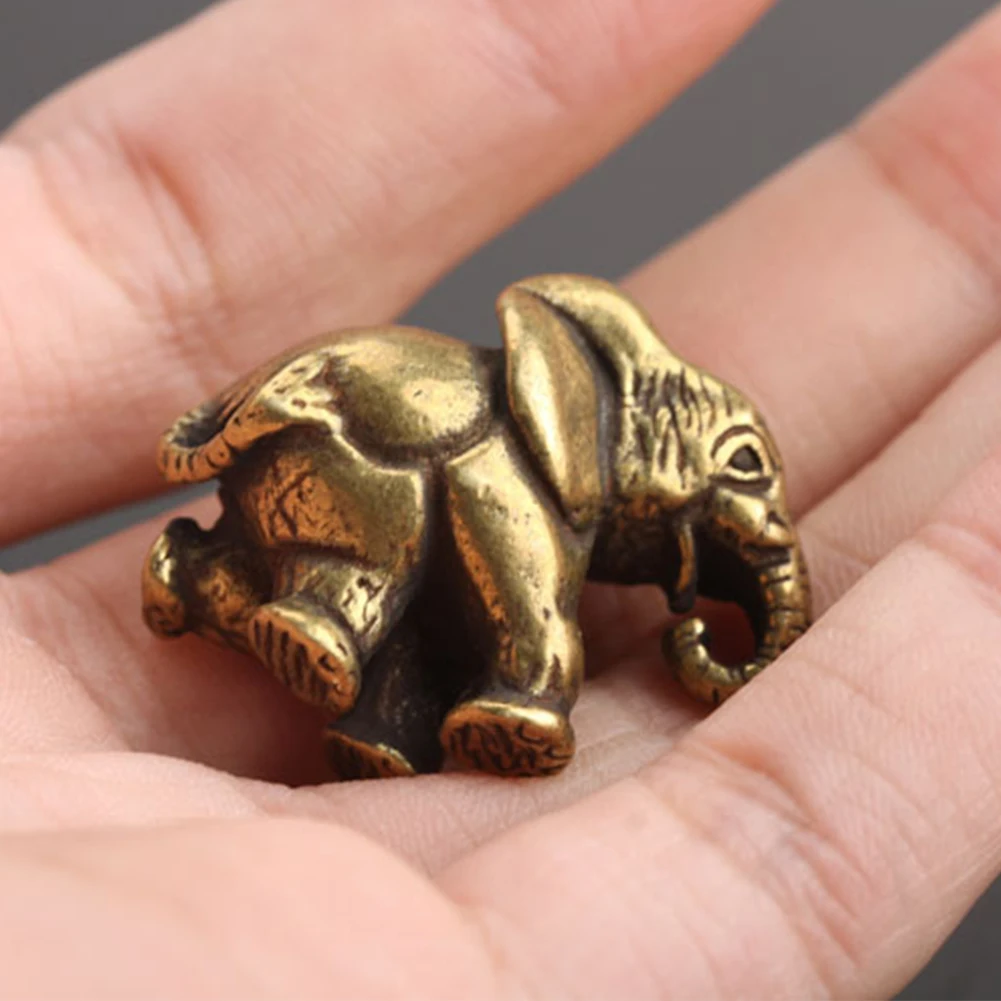 Antique Home Decoration Vintage Miniature Handicrafts Luck Statue Brass Display Figurines Office Mini Elephant Shape Ornaments