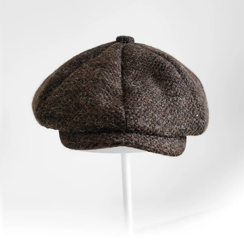 New Casquette Wool Newsboy Caps Men Brown Flat Caps Women Coffee British Painters Hat Autumn Winter Caps And Hats BLM112 - Цвет: Коричневый