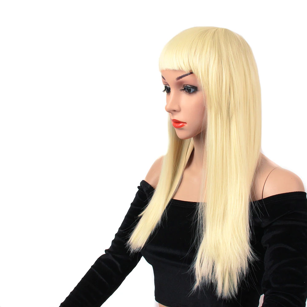 Longas em Linha Sintética com Franja para Afro-americanos Perucas de Cabelo Resistente ao Calor Liangmo Perucas Reta Peruca Fibra Cosplay Sintética 24 sintética com franja para afro-americanos fibra perucas