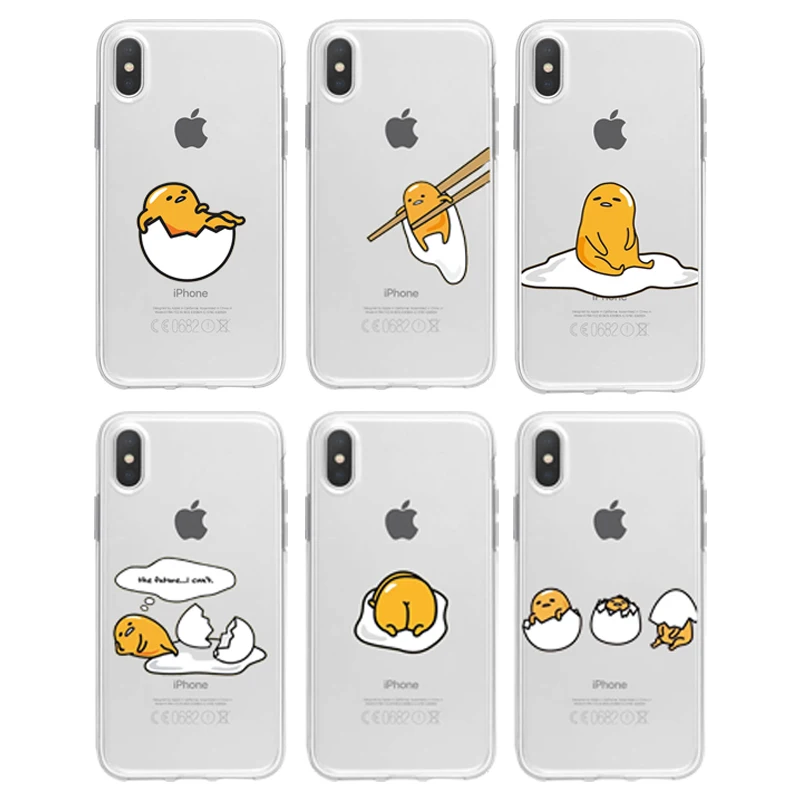 

Cute Funny Lazy Egg Phone Case Coque For iPhone xr 7 8 6 6S Plus X XS MAX 5 5S Cartoon Soft TPU Phone Cover For iPhone 8 7 Plus
