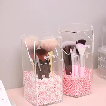 

Make Up Storage Box Organizer Acrylic Clear Pearl Multi-style Dust-proof with Cover Cosmetic Tool Holder Makeup Brush Organizer