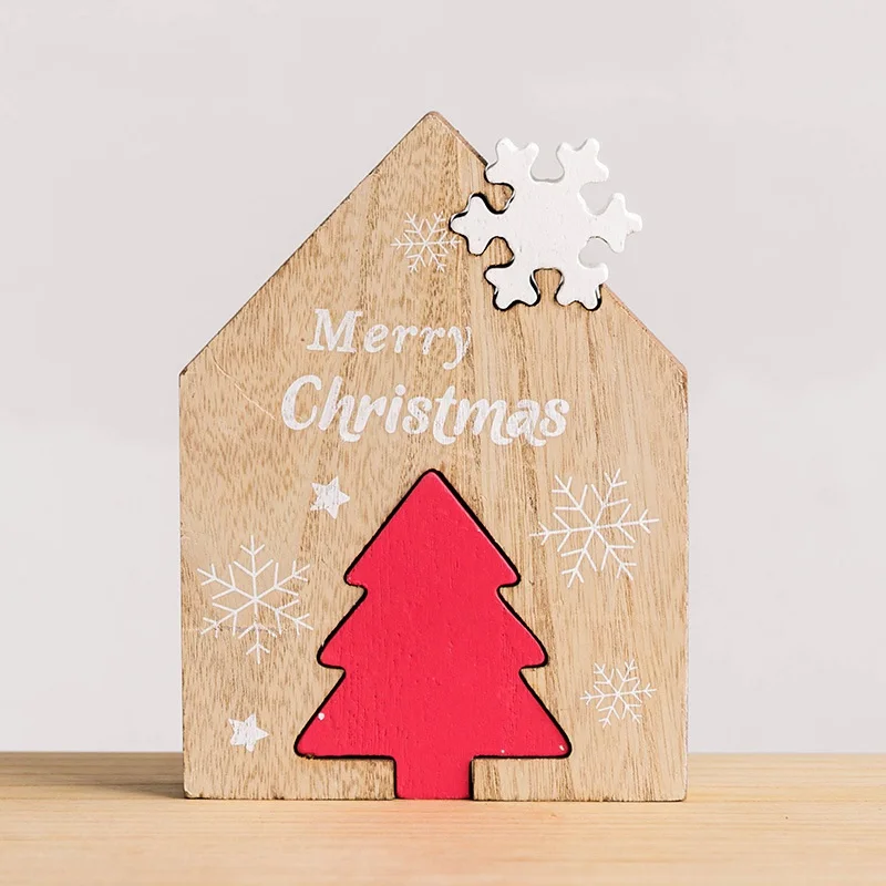 

New1PC Christmas Wood Crafts Wooden Christmas Tabletop Decoration Wooden Xmas Decorative Ornaments Holiday Party Decorations