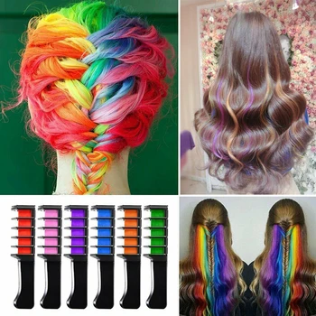 

6pcs/1pc Chalk Comb Disposable Personal Salon Use Crayons Temporary Hair Multicolor Dye Hair Mascara Dye Accessories