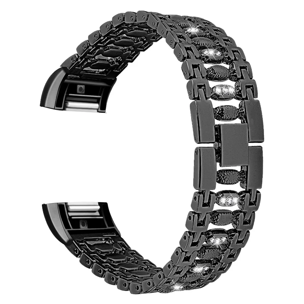 BK Новые Ремешки для наручных часов Замена Bling металлический браслет из нержавеющей стали ремешок для умных аксессуаров повседневные Ремешки для наручных часов - Цвет: BK