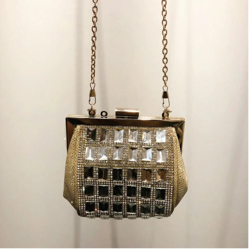 [BXX] Luxury Shining Rhinestone Diamond Handbag PU Leather Single Shoulder Messenger Bag Party Clutch LM503