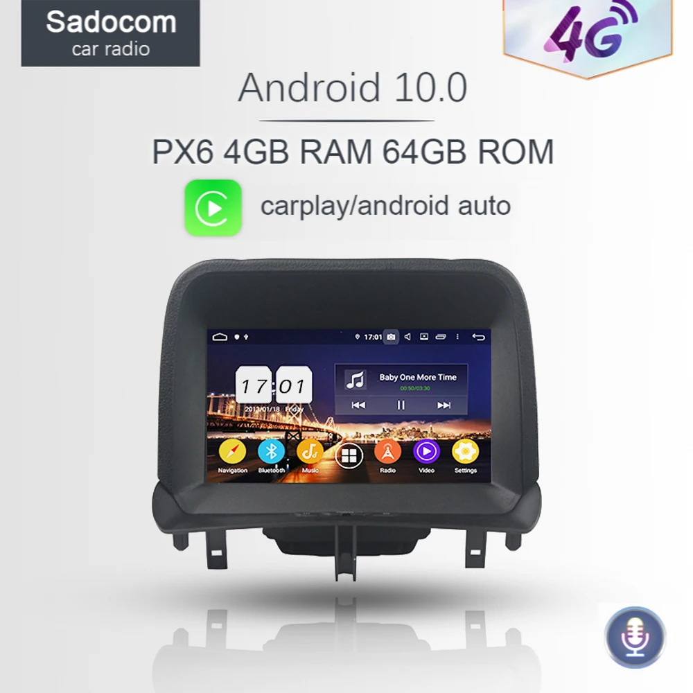 Автомобильный DVD плеер 720P PX6 DSP Android 10 0 8 ядер 4 Гб ОЗУ GPS лента Авторадио