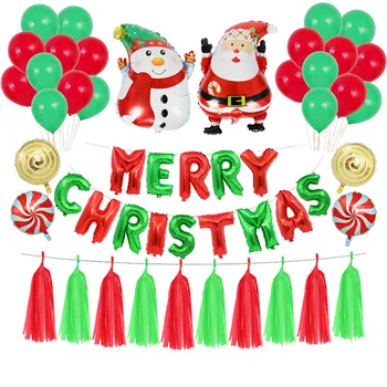 

Christmas Foil Balloon Decoration Supplies Santa Snowman Letters Etc Sets Family Home Party Hotel Mall Christmas Decoration Ball