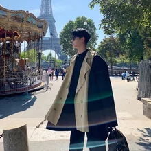 Милое осенне-зимнее популярное шерстяное пальто с отворотом разных цветов модная повседневная двубортная ветровка с поясом M-XL