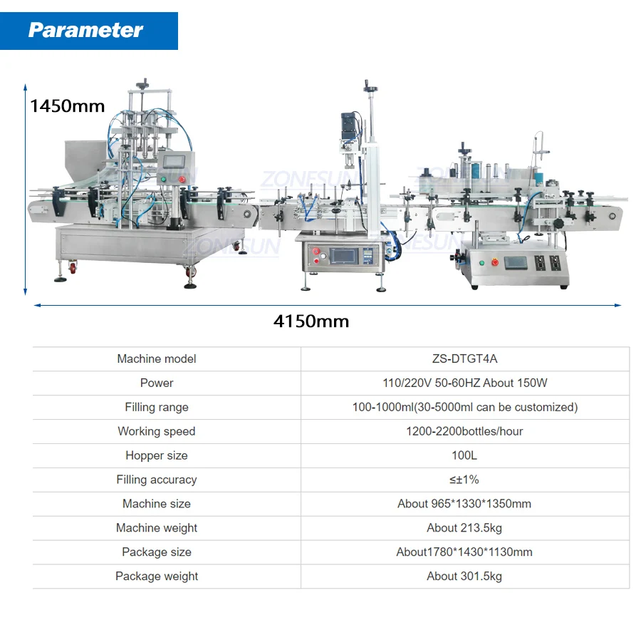 ZONESUN ZS-FAL180C6 Automatic Production Line Four Heads Paste Chocolate Showe Gel Jar Liquid Filling Capping And Labeling Machine