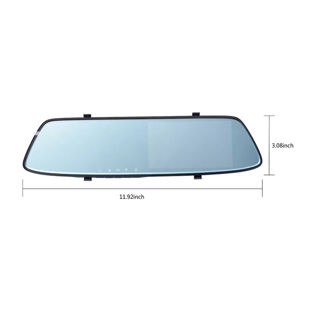 5'' HD Dual Lens Car DVR Dash Cam Front and Rear Mirror Camera Video Recorder Dashcam Night Vision