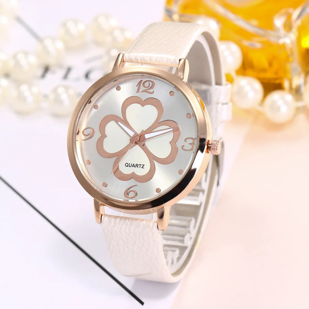 

Wish Hot Selling Women's Clover Color Changing Watch Simple Measuring Tree Belt Watch Manufacturers Direct Selling