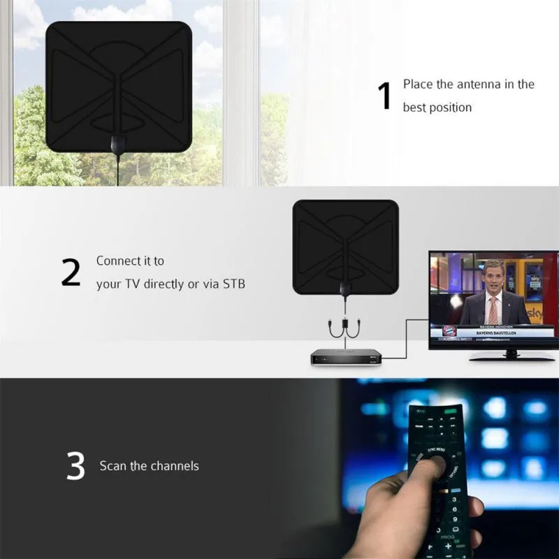 Новая ТВ антенна Freeview с усилителем сигнала 1680 милей внутренняя HDTV антенна 4K HD разрешение