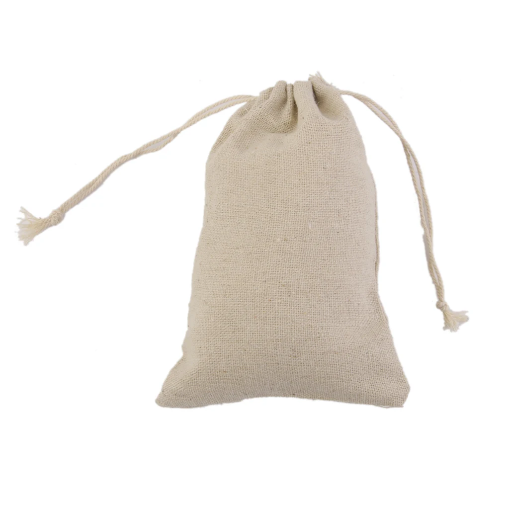 10Pcs Natural Burlap Bags Jute Hessian Drawstring Sack Small Wedding Favor Gift 