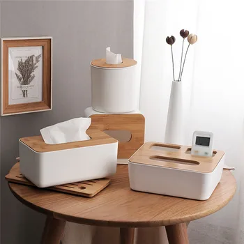

Plastic Tissue Box Modern Wooden Cover Paper with Oak Home Car Napkins Holder Case bathroom kitchen Organizer Decoration Tools