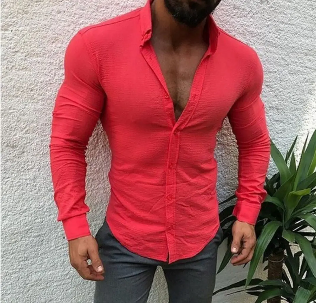Мужские рубашки Camisa Летняя мужская блузка с длинными рукавами Топы стиль удобная блузка мягкого силуэта из чистого хлопка мужские Camisa Masculina