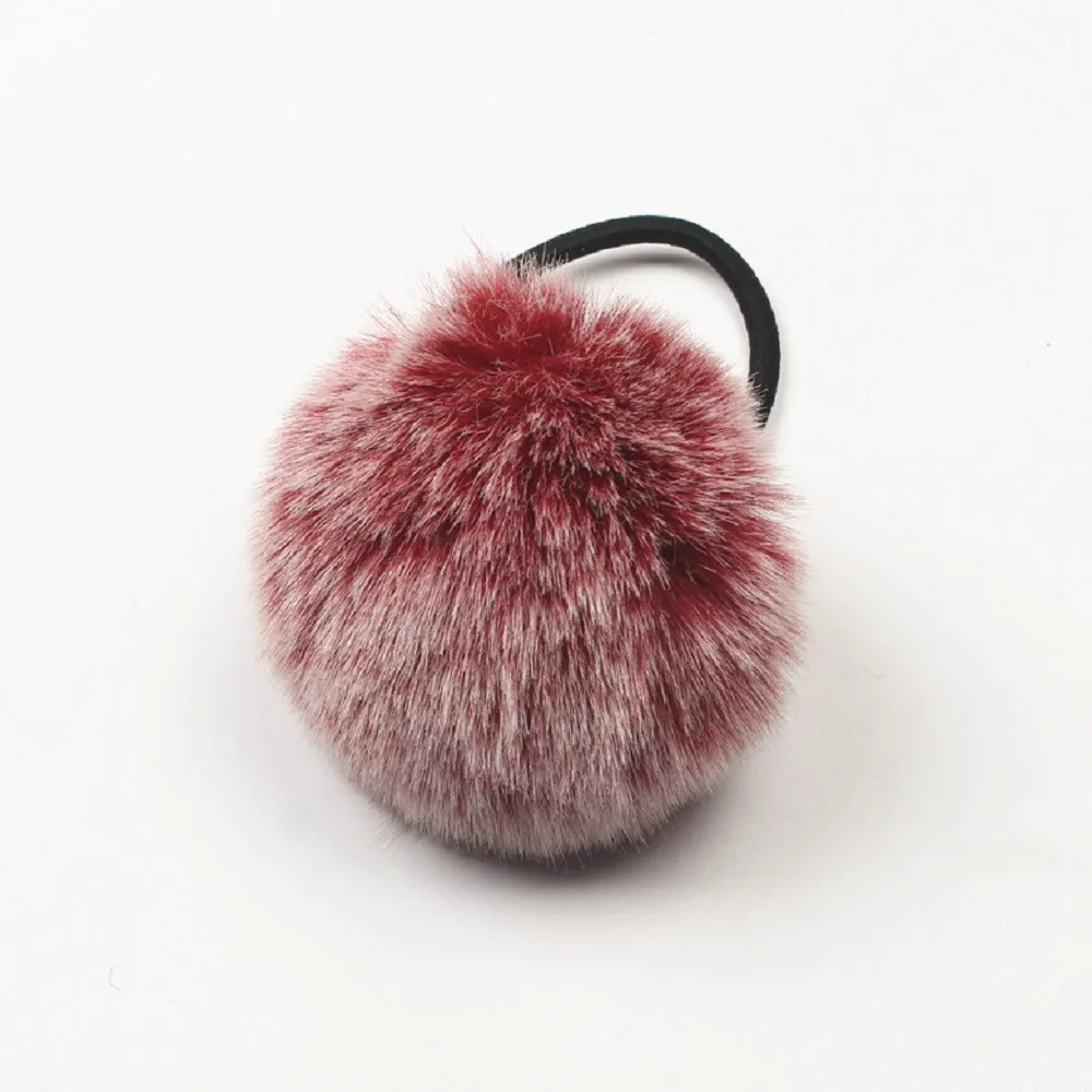 1pc Rabbit Fur Hair Band 5 Colors Elastic Hair Bobble Pony Tail Holder Unique Faux Fur Ball Elastic Exquisite Creative Pompon
