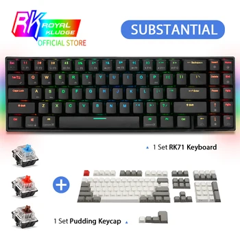 

PBT Classical Keycap With RK71 RGB LED Backlit Mechanical 70% Gaming Keyboard Wireless 71Keys TKL Bluetooth Blue Brown Red Witch