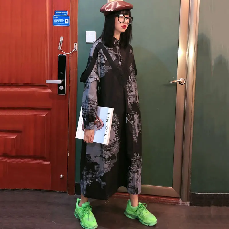 XITAO с печатным рисунком длинное платье Для женщин в Корейском стиле модная обувь